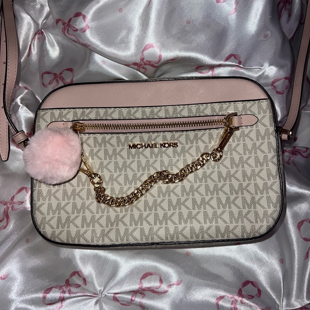 Michael Kors Blush and Cream Logo Crossbody Bag & Matching Wallet